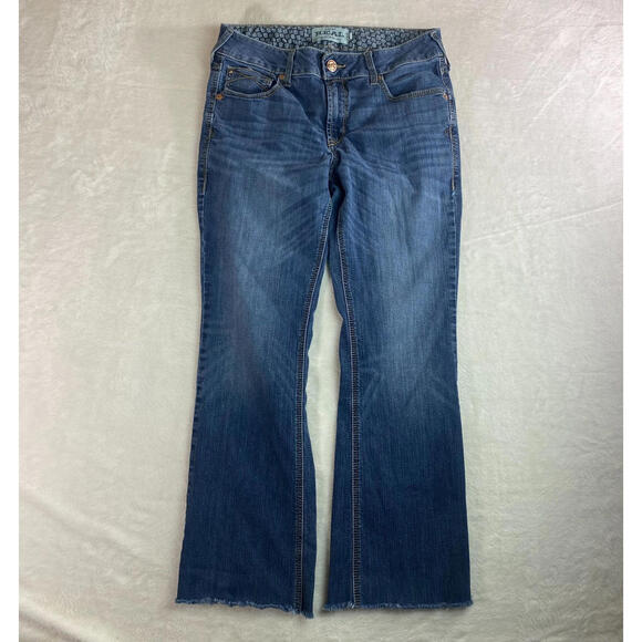 Ariat REAL Women’s Jeans 32R Blue Bootcut Y2K Raw Hem Western Denim - Picture 1 of 9